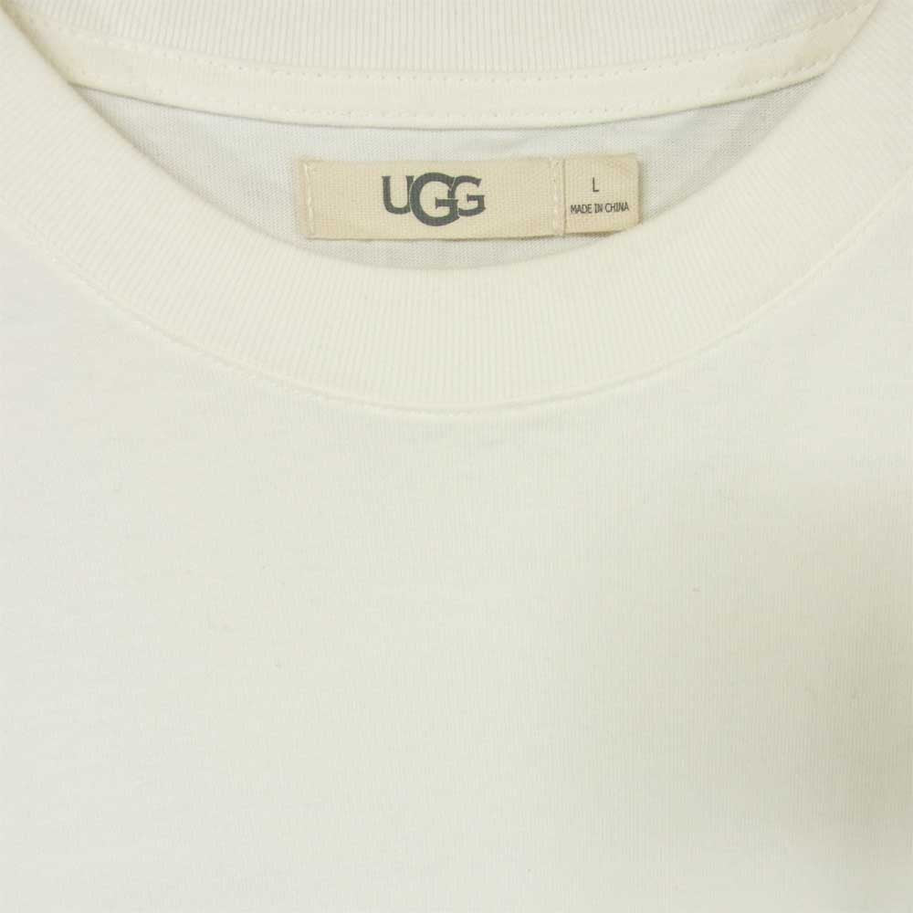 UGG アグ ロゴ プリント 半袖 Tシャツ コットン 中国製 ホワイト系 L【美品】【中古】