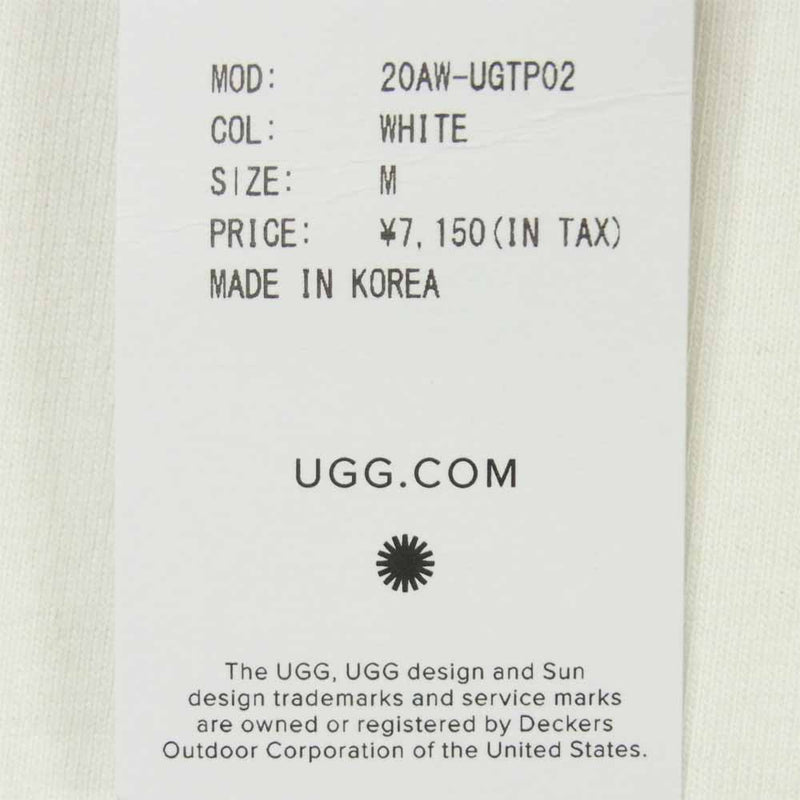 UGG アグ 20AW-UGTP02 LINE LOGO LS T-Shirts ラインロゴ 長袖 Tシャツ ホワイト系 M【新古品】【未使用】【中古】