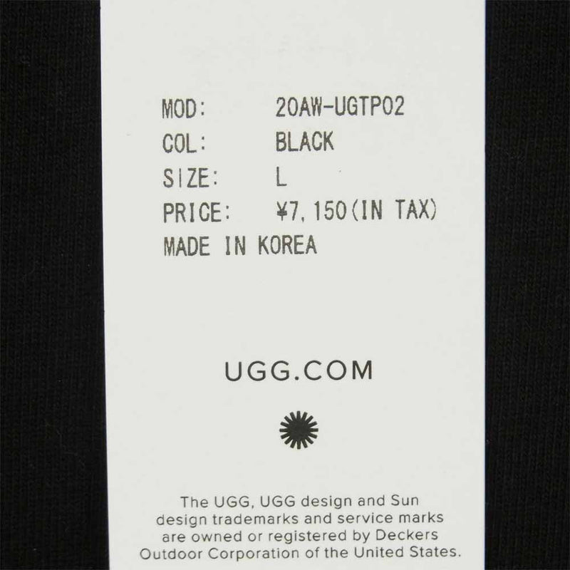 UGG アグ 20AW-UGTP02 LINE LOGO LS T-Shirts ラインロゴ 長袖 Tシャツ ブラック系 L【新古品】【未使用】【中古】