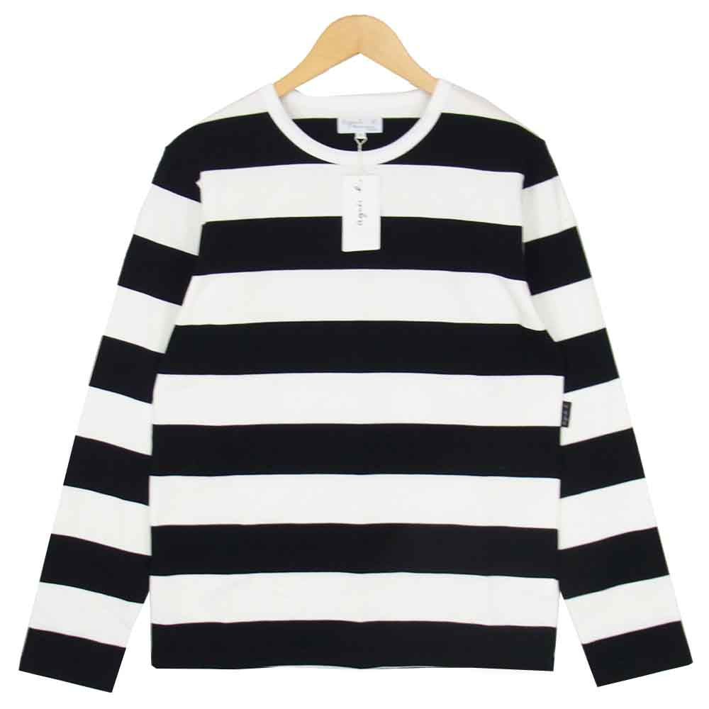 agnes b. アニエスベー 4366-J019 homme オム コットン ボーダー カットソー  ブラック系 1【新古品】【未使用】【中古】