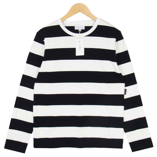 agnes b. アニエスベー 4366-J019 homme オム コットン ボーダー カットソー  ブラック系 1【新古品】【未使用】【中古】