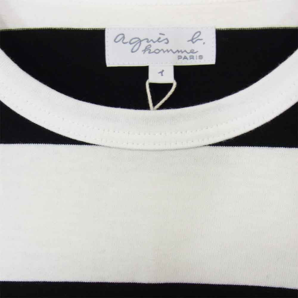 agnes b. アニエスベー 4366-J019 homme オム コットン ボーダー カットソー  ブラック系 1【新古品】【未使用】【中古】