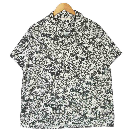 UGG アグ 20SS-UGTP07 LOGO PATTERN BIG SHIRT ロゴ パターン 半袖 ビッグ シャツ ホワイト系 ブラック系 L【新古品】【未使用】【中古】