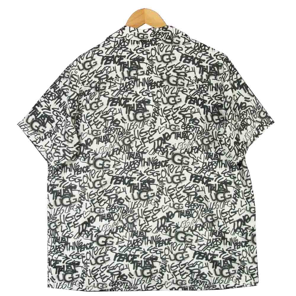UGG アグ 20SS-UGTP07 LOGO PATTERN BIG SHIRT ロゴ パターン 半袖 ビッグ シャツ ホワイト系 ブラック系 L【新古品】【未使用】【中古】