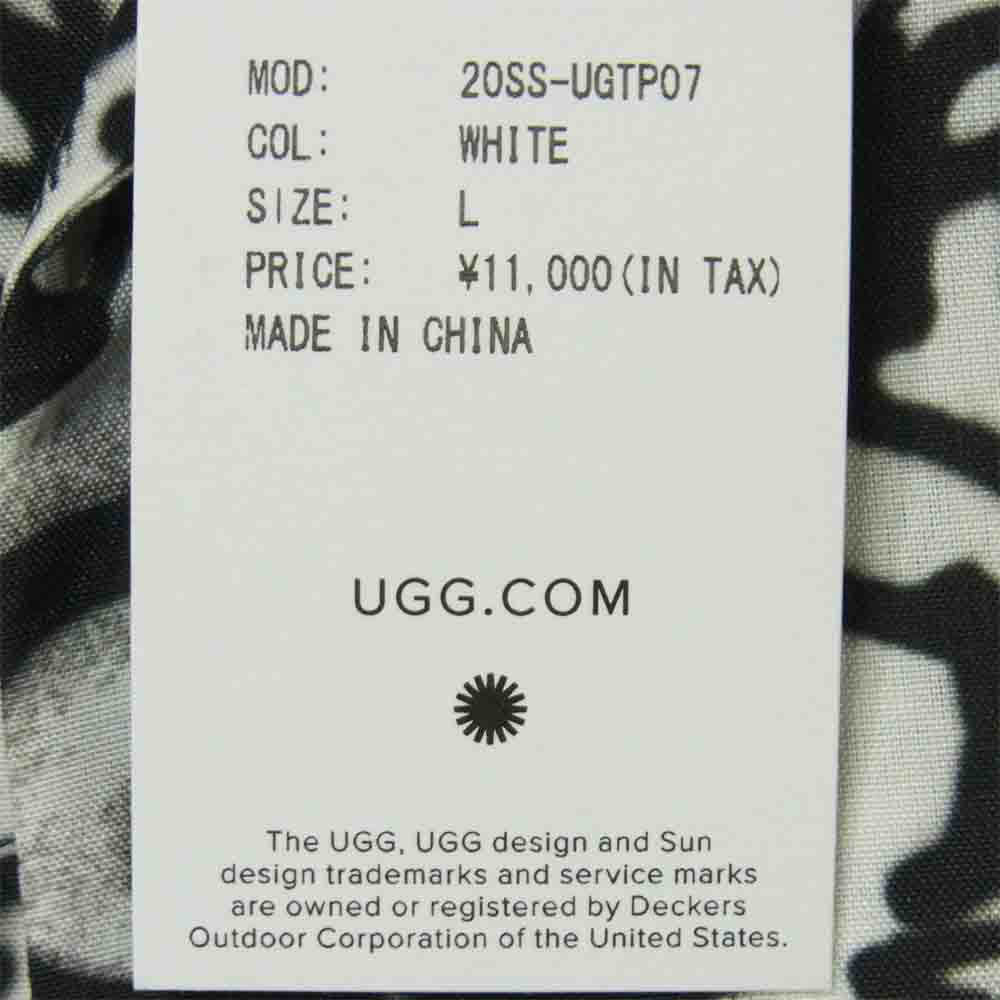 UGG アグ 20SS-UGTP07 LOGO PATTERN BIG SHIRT ロゴ パターン 半袖 ビッグ シャツ ホワイト系 ブラック系 L【新古品】【未使用】【中古】