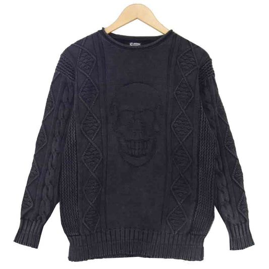 HYSTERIC GLAMOUR ヒステリックグラマー 01183NS25 ORIGINAL BLUES オリジナルブルース スカル クルーネック ニット グレー系 FREE【美品】【中古】