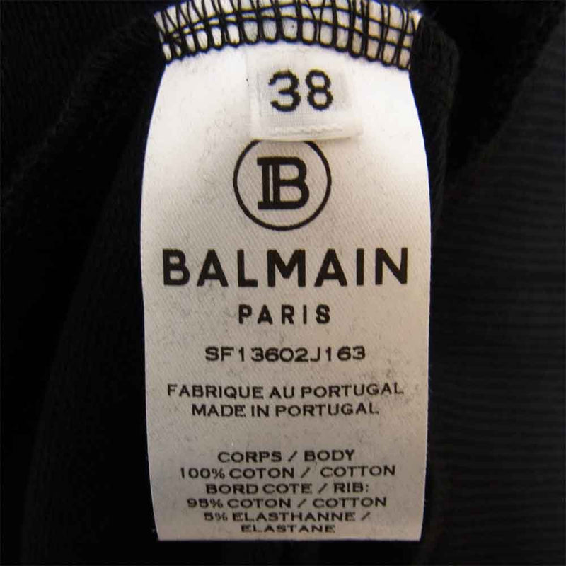 BALMAIN バルマン SF13602 ロゴ フェルト プリント プルオーバー スウェット トレーナー ブラック系 38【新古品】【未使用】【中古】