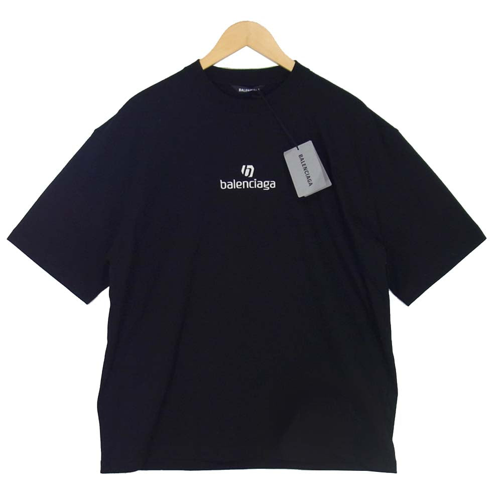 BALENCIAGA バレンシアガ 20AW 612966 ロゴ刺繍 オーバーサイズ Tシャツ ブラック系 M【新古品】【未使用】【中古】