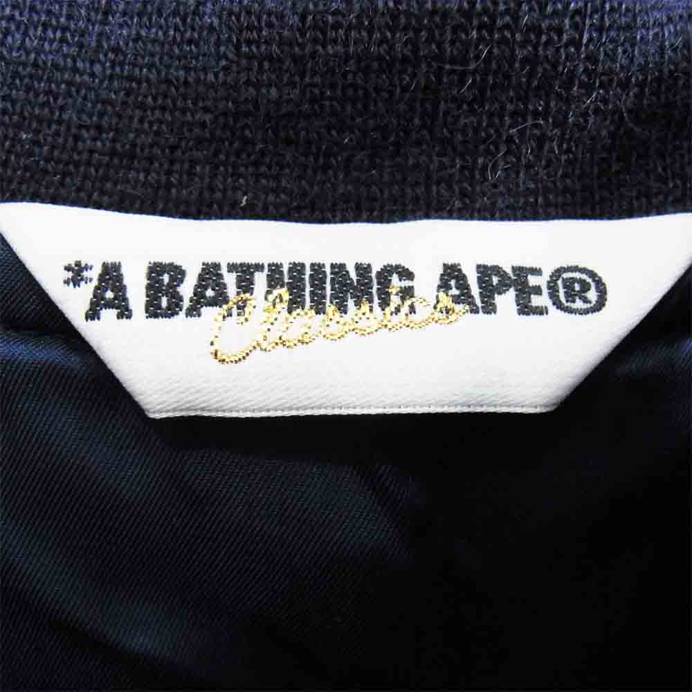 A BATHING APE アベイシングエイプ メルトン 刺繍 スタジャン ネイビー系 M【中古】