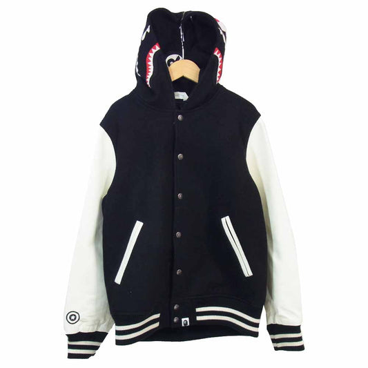 A BATHING APE アベイシングエイプ シャーク タイガー ワッペン フード スタジャン ブラック系 M【中古】