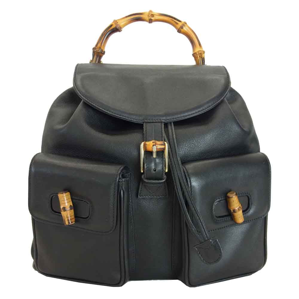 GUCCI グッチ 003 2058 0016 バンブー リュック ブラック系 約 横30cm×縦31cm×マチ10cm【中古】