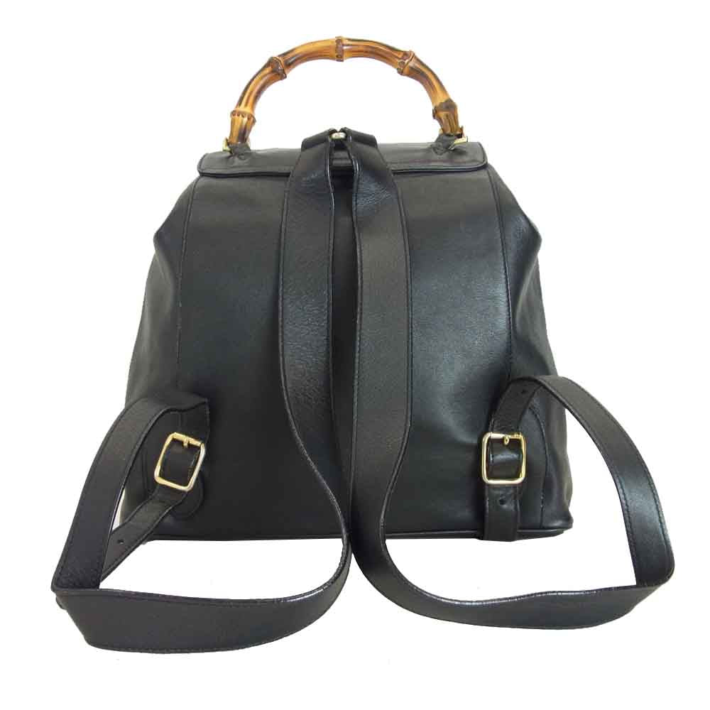 GUCCI グッチ 003 2058 0016 バンブー リュック ブラック系 約 横30cm×縦31cm×マチ10cm【中古】