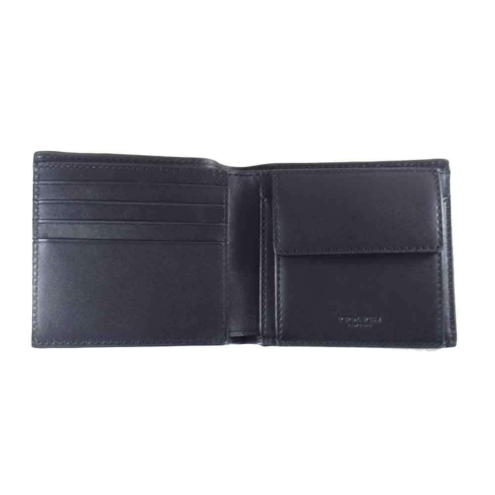 COACH コーチ F75363 シグネチャー レザー 2つ折財布  ブラック系【美品】【中古】