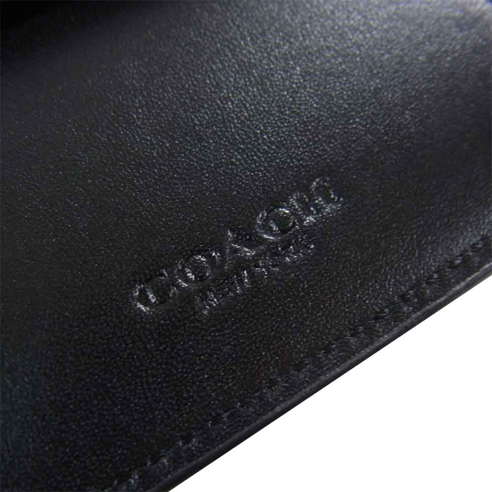 COACH コーチ F75363 シグネチャー レザー 2つ折財布  ブラック系【美品】【中古】