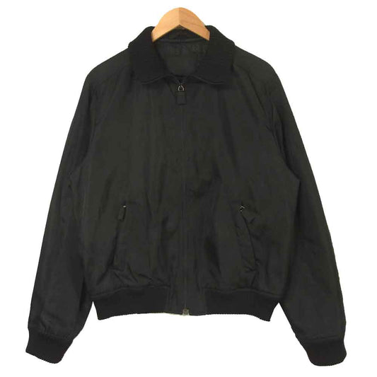 PRADA プラダ 裏キルティング リブニット ナイロン ジップ ブルゾン イタリア製 ブラック系 L【中古】