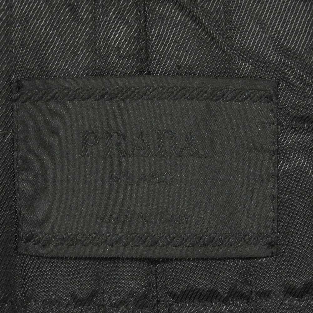 PRADA プラダ 裏キルティング リブニット ナイロン ジップ ブルゾン イタリア製 ブラック系 L【中古】