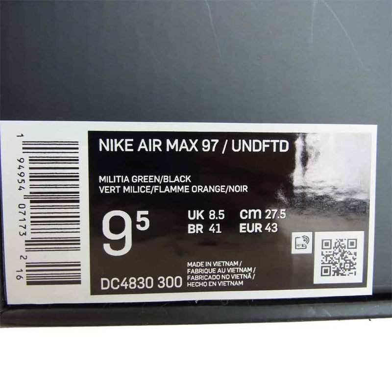 NIKE ナイキ DC4830-300 UNDEFEATED アンディフィーテッド AIR MAX 97 エアマックス MILITIA GREEN グリーン系 US9.5【新古品】【未使用】【中古】