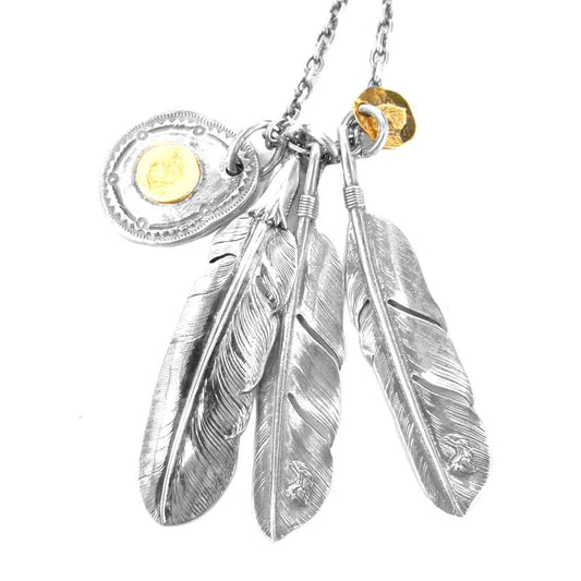 LARRY SMITH ラリースミス フェザー タタキ メタル カスタム ネックレス シルバー系 ゴールド系【中古】