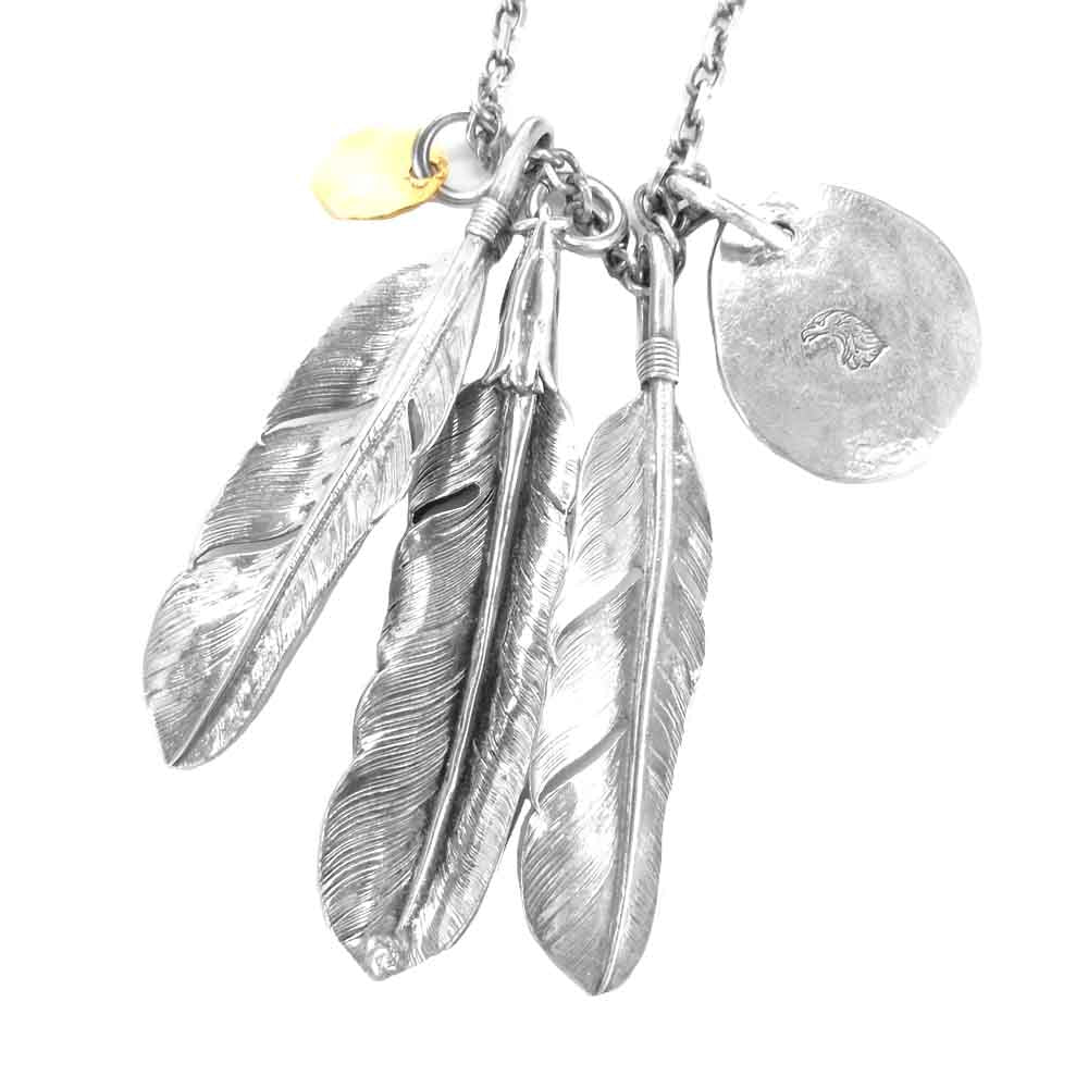 LARRY SMITH ラリースミス フェザー タタキ メタル カスタム ネックレス シルバー系 ゴールド系【中古】