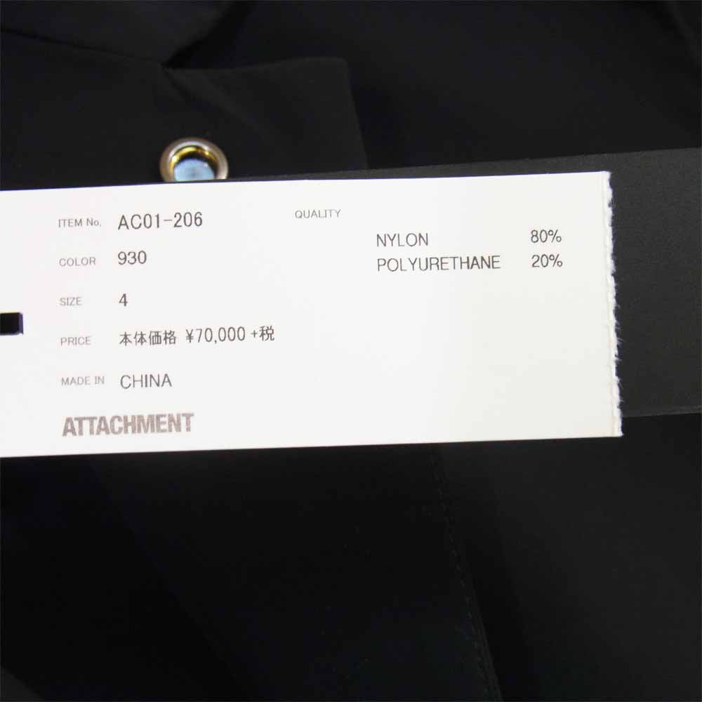 ATTACHMENT アタッチメント 20SS AC01-206 ナイロン 4WAY ストレッチ ステンカラー コート ブラック系 4【新古品】【未使用】【中古】