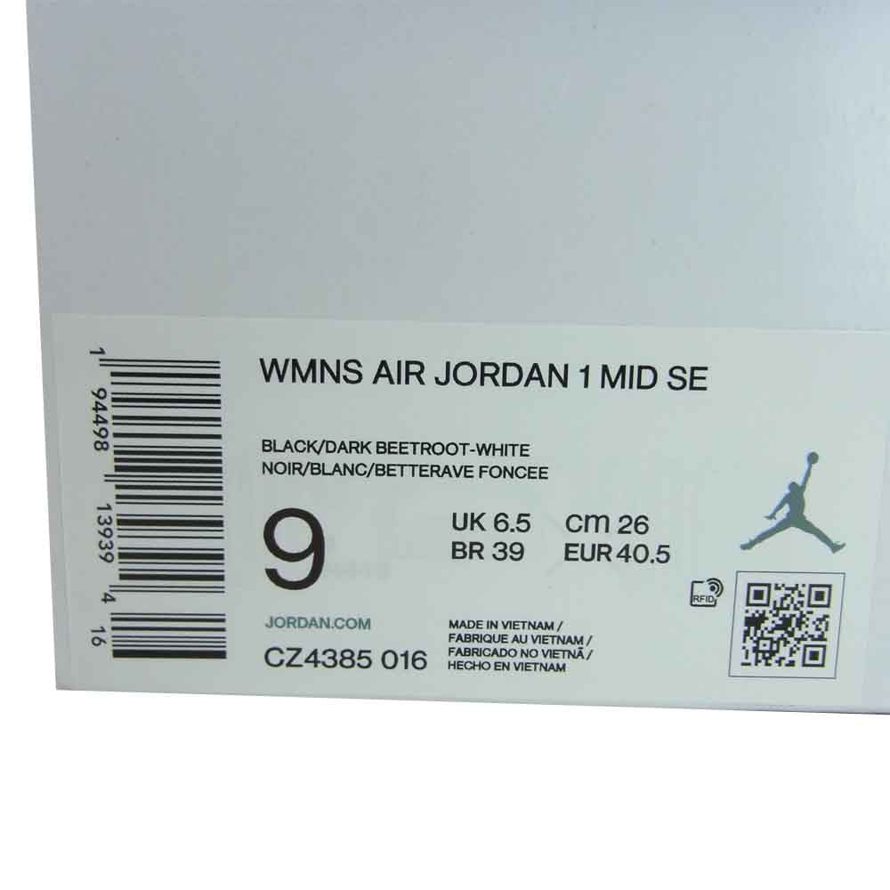 NIKE AIR JORDAN ナイキ ジョーダン CZ4385 016 WMNS AIR JORDAN 1 MID SE スニーカー ブラック ホワイト/バーガンディ 26cm【新古品】【未使用】【中古】