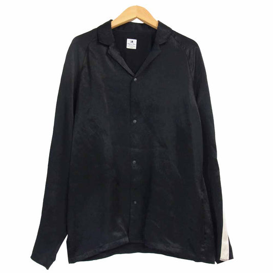 SASQUATCHfabrix. サスクワァッチファブリックス 18SS-SY9-004 NOTCHED COLLAR SATIN SHIRT ノッチドカラー サテン シャツ ブラック系 L【中古】