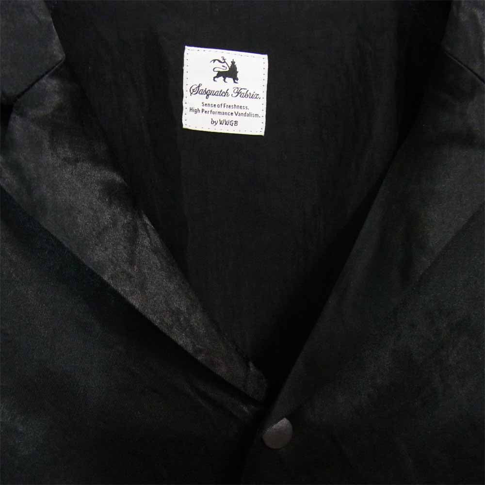 SASQUATCHfabrix. サスクワァッチファブリックス 18SS-SY9-004 NOTCHED COLLAR SATIN SHIRT ノッチドカラー サテン シャツ ブラック系 L【中古】