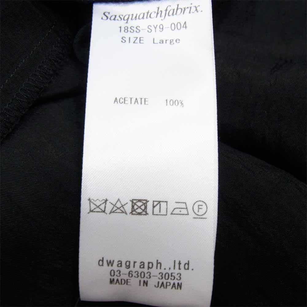 SASQUATCHfabrix. サスクワァッチファブリックス 18SS-SY9-004 NOTCHED COLLAR SATIN SHIRT ノッチドカラー サテン シャツ ブラック系 L【中古】