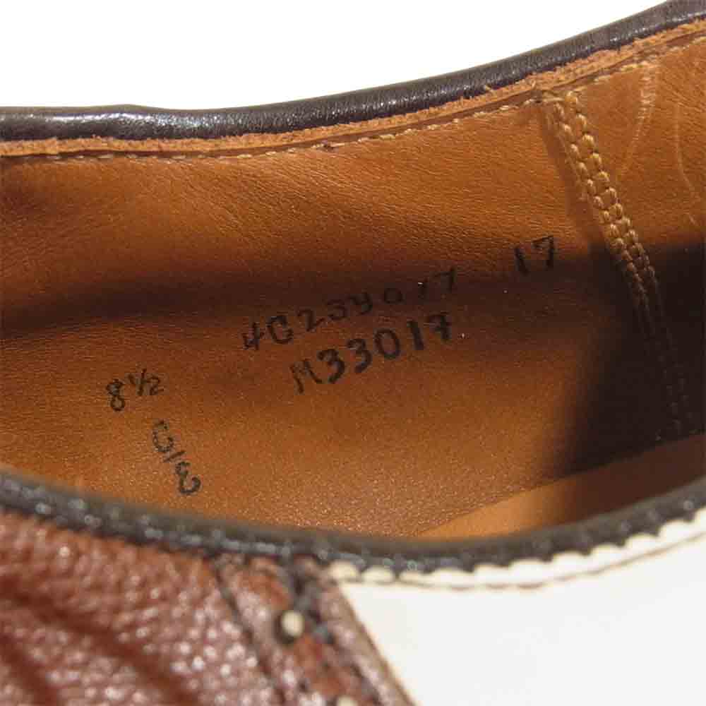 ALDEN オールデン アナトミカ ANATOMICA M3301F SADDLE OXFORD サドル オックスフォード シューズ 白×茶系 8.5【中古】