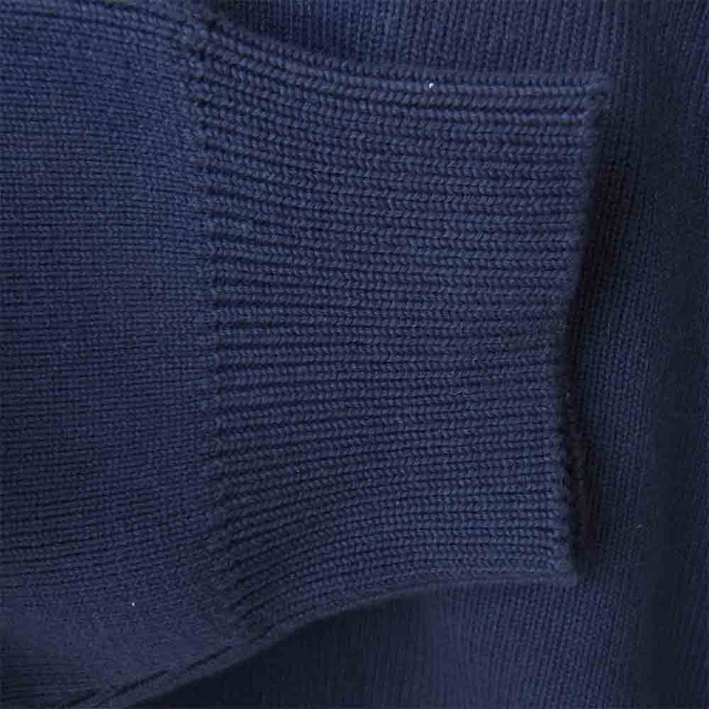 CELINE セリーヌ メンズ フロック クルーネック セーター ロゴパッチ ニット ネイビー系 オフホワイト系 XL【美品】【中古】