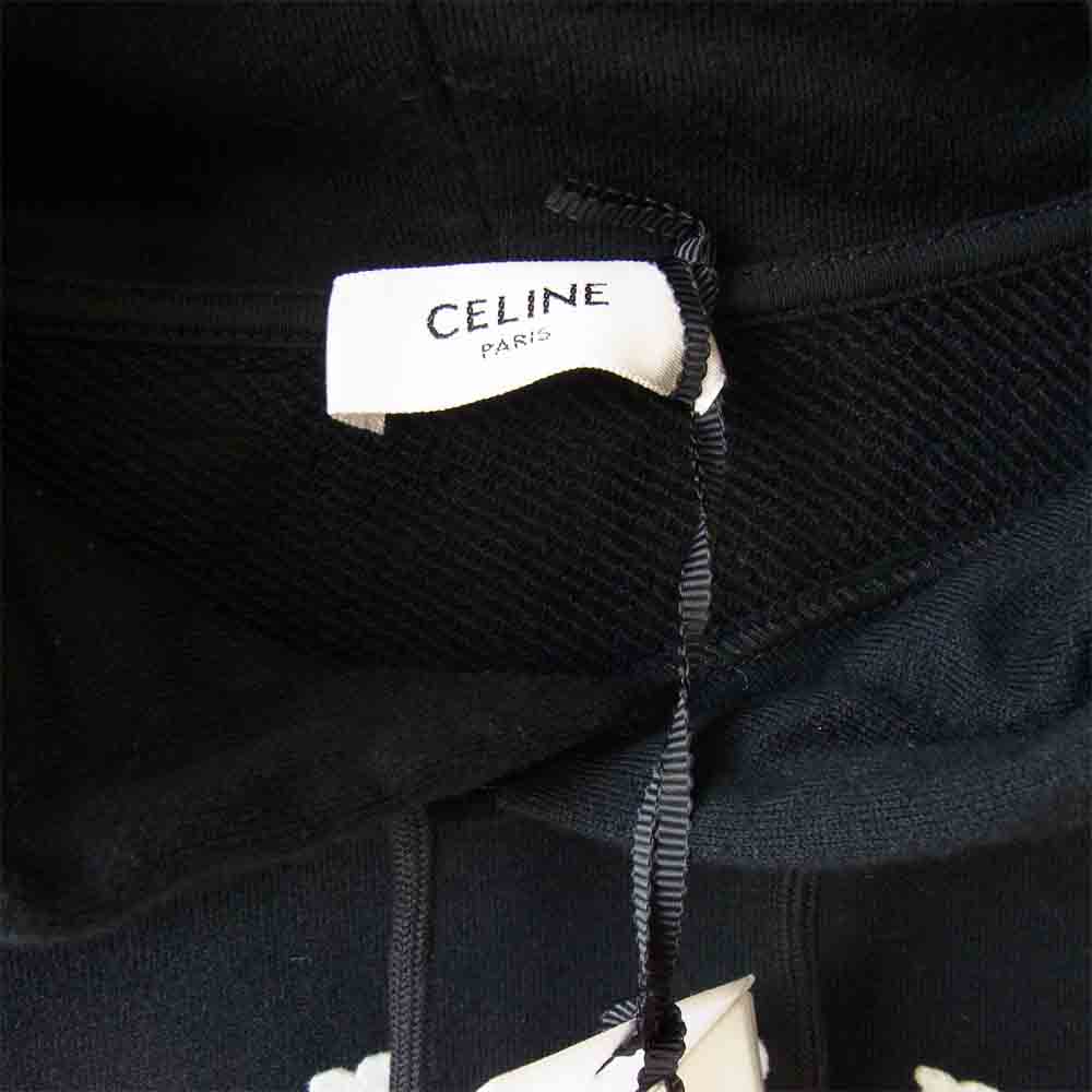 CELINE セリーヌ 2Y182450I メンズ プルオーバー ロゴ パーカー ブラック系 オフホワイト系 L【美品】【中古】