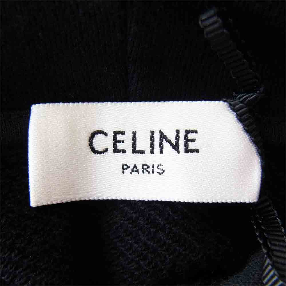 CELINE セリーヌ 2Y182450I メンズ プルオーバー ロゴ パーカー ブラック系 オフホワイト系 L【美品】【中古】