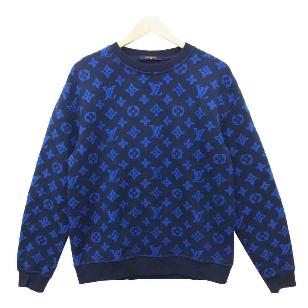 LOUIS VUITTON ルイ・ヴィトン 1A5CPP モノグラム ジャガード クルーネック スウェット ブラック系 ブルー系 S【中古】