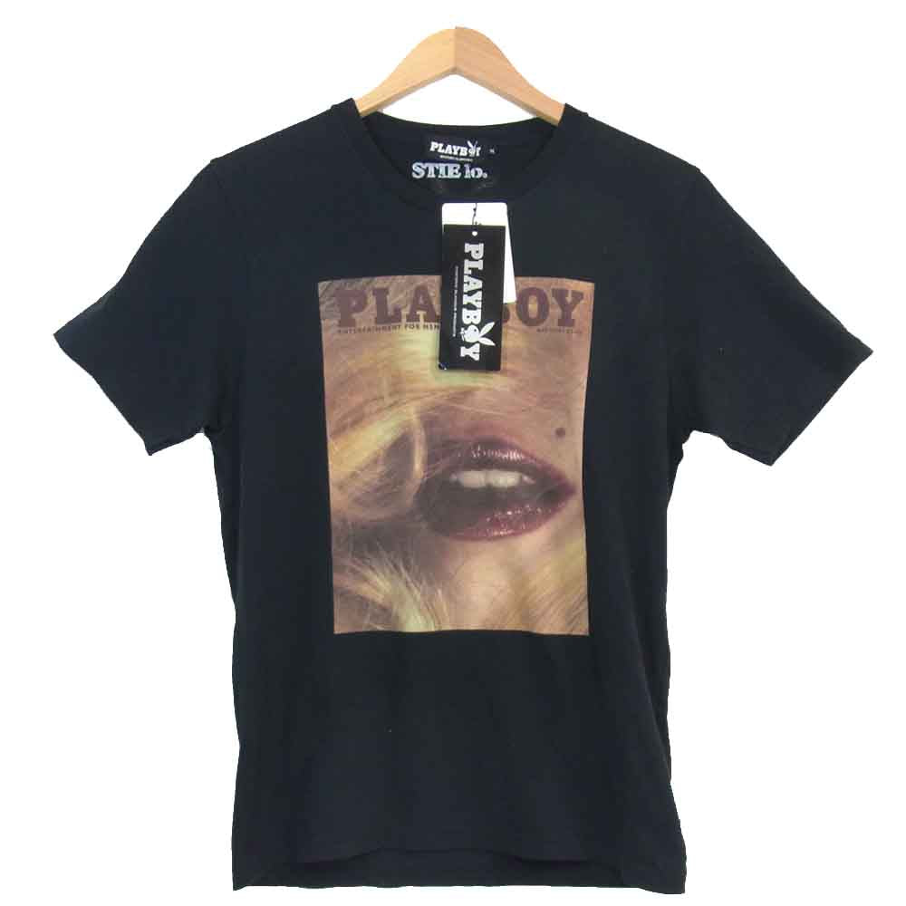 HYSTERIC GLAMOUR ヒステリックグラマー 1234CT08 × PLAY BOY プレイボーイ スティーロー 野口強 Tシャツ ブラック系 M【新古品】【未使用】【中古】