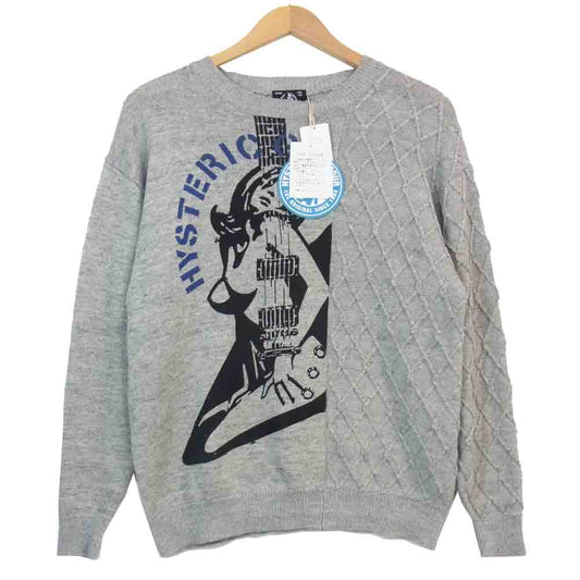 HYSTERIC GLAMOUR ヒステリックグラマー 20SS 02201NS01 GUITAR GIRL プルオーバー ニット  グレー系 S【新古品】【未使用】【中古】