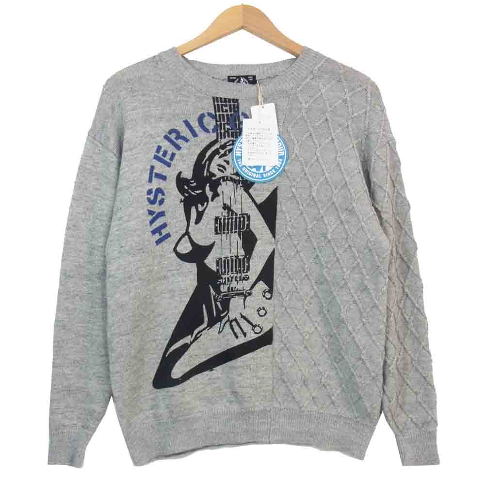 HYSTERIC GLAMOUR ヒステリックグラマー 20SS 02201NS01 GUITAR GIRL プルオーバー ニット グレー系  S【新古品】【未使用】【中古】