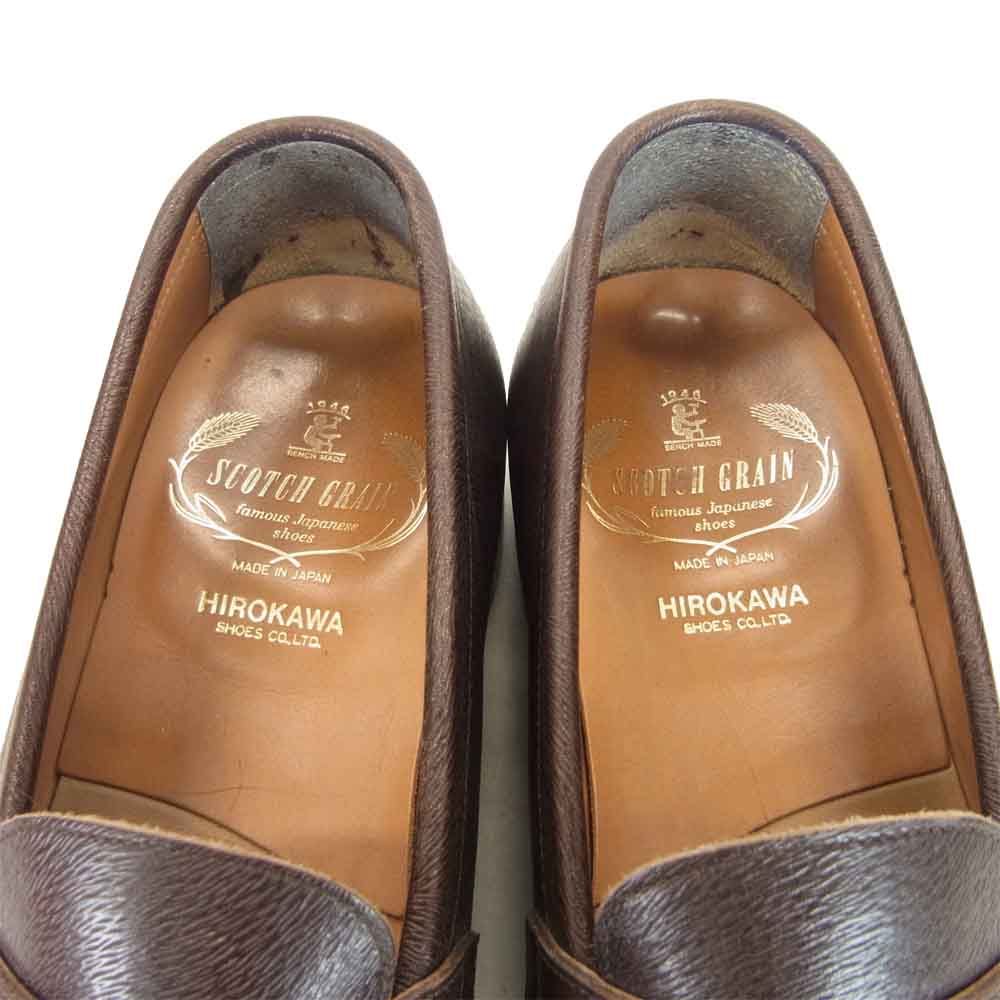 SCOTCH GRAIN スコッチグレイン  HA1240 匠シリーズ 25EEE シボ革 純正シューキーパー付 ローファー ビジネスシューズ ダークブラウン系 25cm【中古】