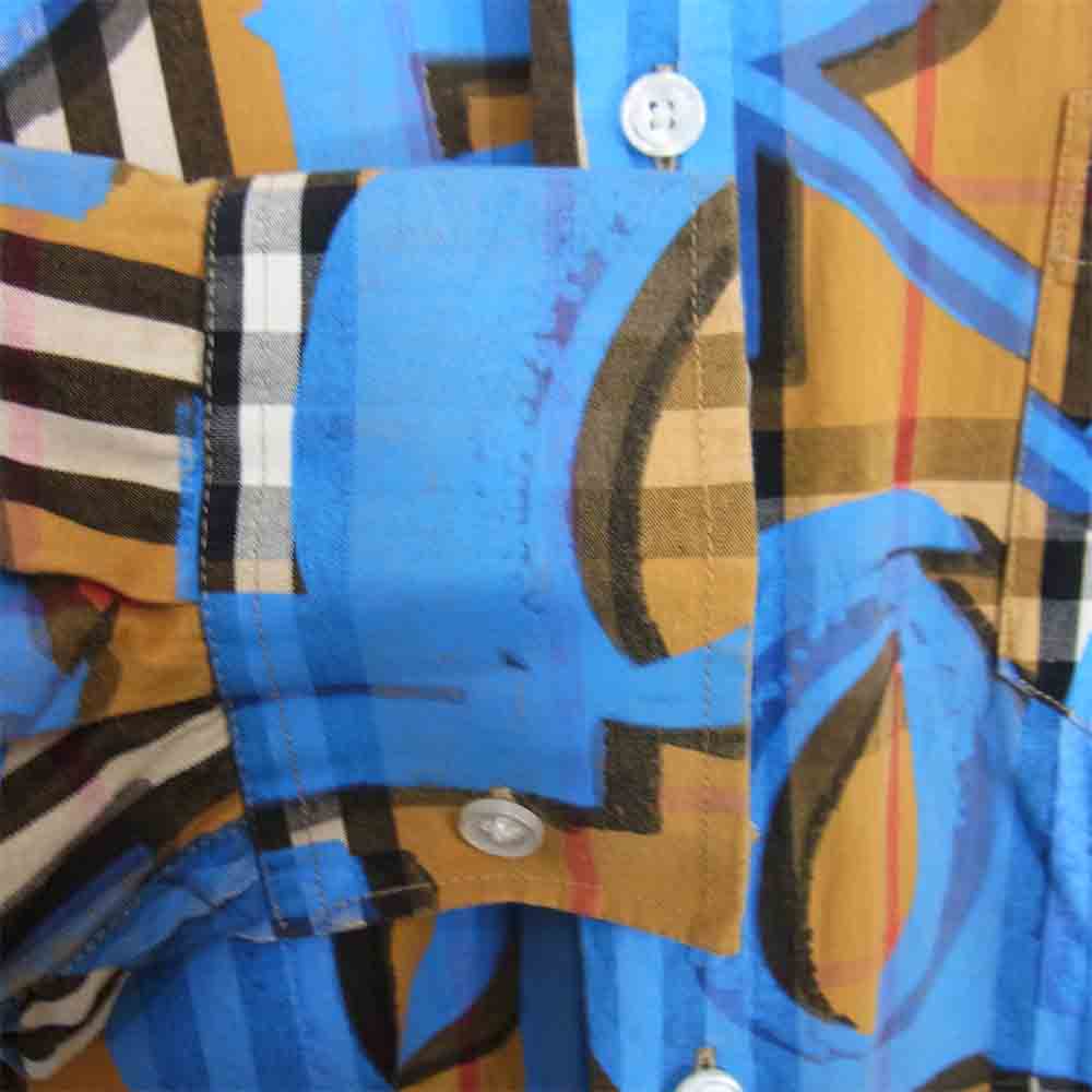 BURBERRY LONDON バーバリー ロンドン Graffiti Print Vintage Check Shirt グラフィティ チェック  シャツ ブラウン系 M【中古】