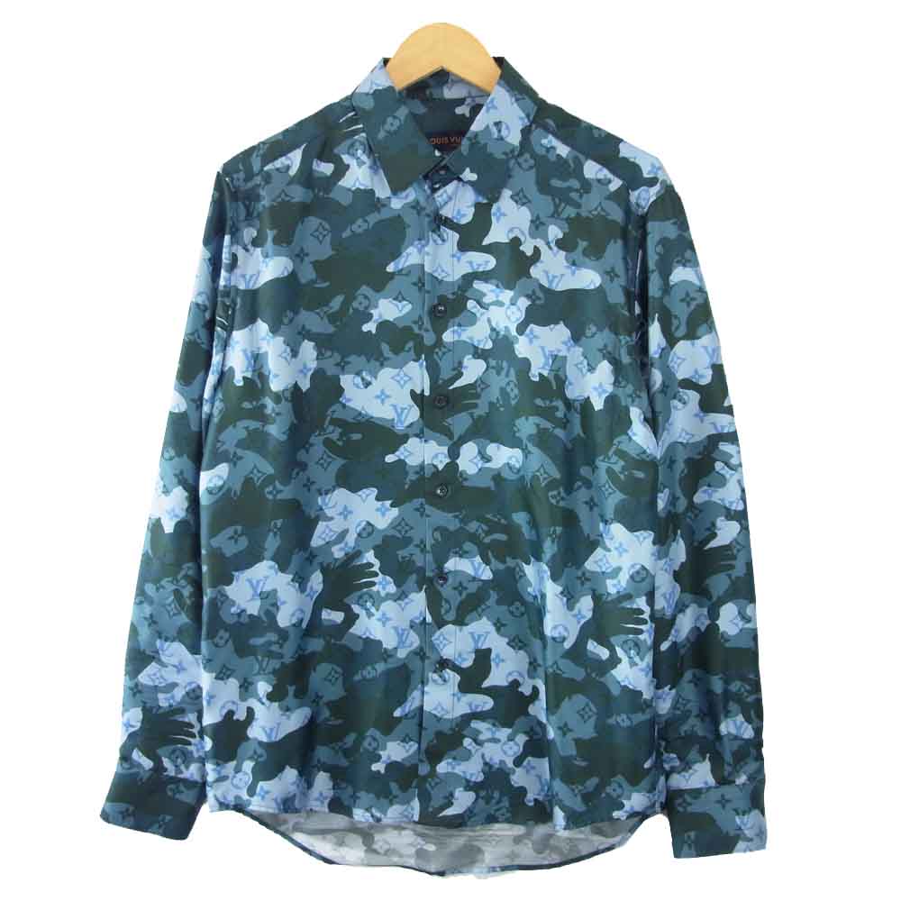 LOUIS VUITTON ルイ・ヴィトン 20AW 1A7XVG カモレギュラーシルクシャツ マルチカラー系 M【美品】【中古】