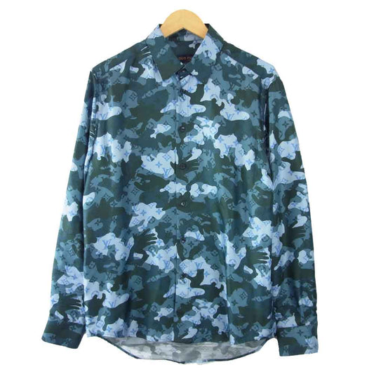 LOUIS VUITTON ルイ・ヴィトン 20AW 1A7XVG カモレギュラーシルクシャツ マルチカラー系 M【美品】【中古】