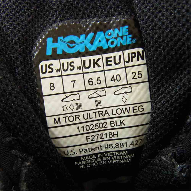 Engineered Garments エンジニアードガーメンツ 1102502 × HOKA ONE ONE ホカオネオネ TOR ULTRA LOW EG スニーカー ブラック系 US W8【中古】