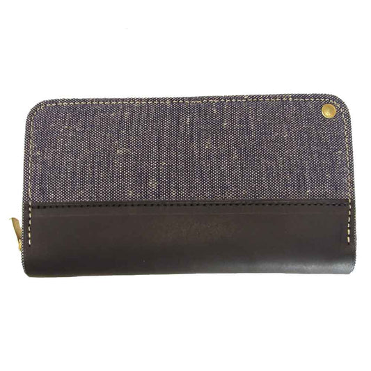 Anachronorm アナクロノーム BRASSBOUND LARGE WALLET レザー×キャンバス ラウンドジップ ウォレット ブラック系 グレー系【新古品】【未使用】【中古】