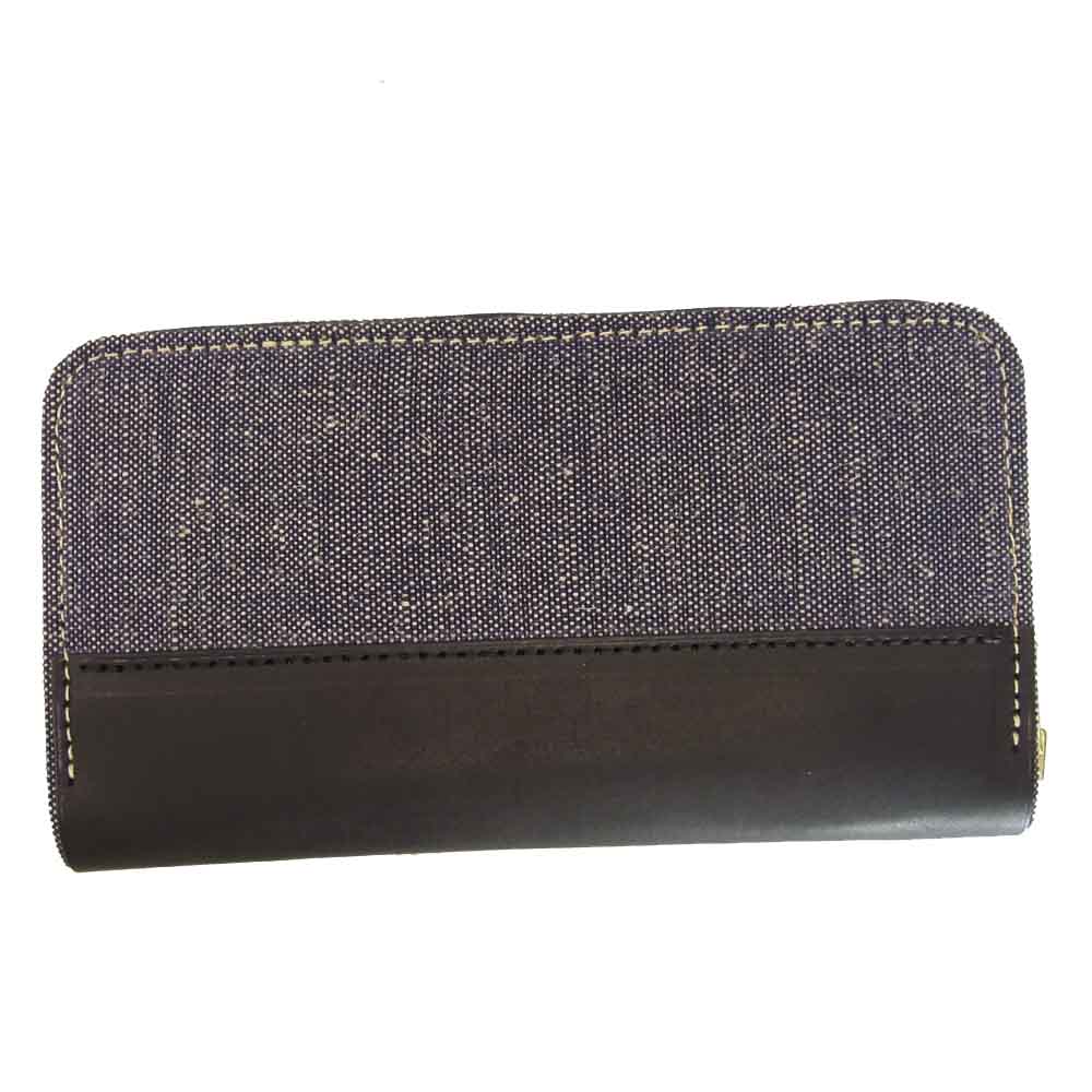 Anachronorm アナクロノーム BRASSBOUND LARGE WALLET レザー×キャンバス ラウンドジップ ウォレット ブラック系 グレー系【新古品】【未使用】【中古】