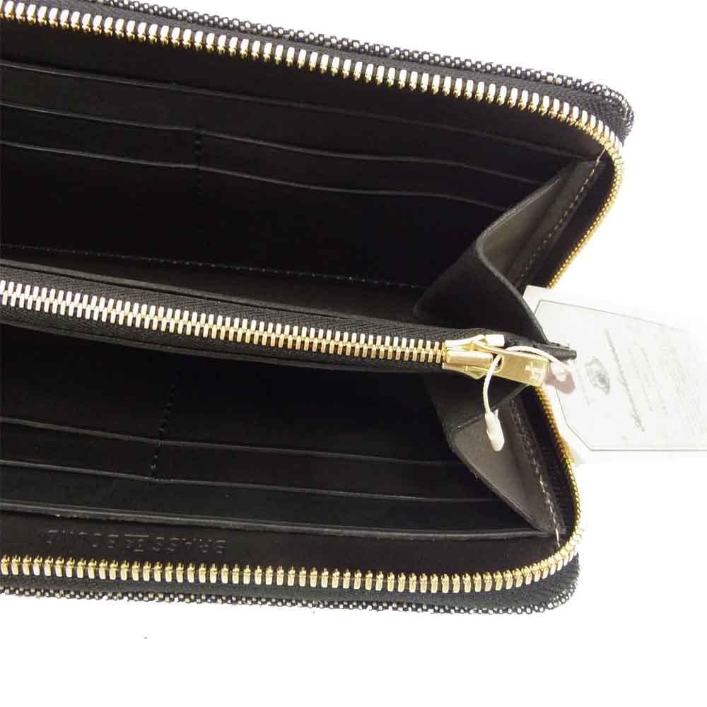 Anachronorm アナクロノーム BRASSBOUND LARGE WALLET レザー×キャンバス ラウンドジップ ウォレット ブラック系 グレー系【新古品】【未使用】【中古】