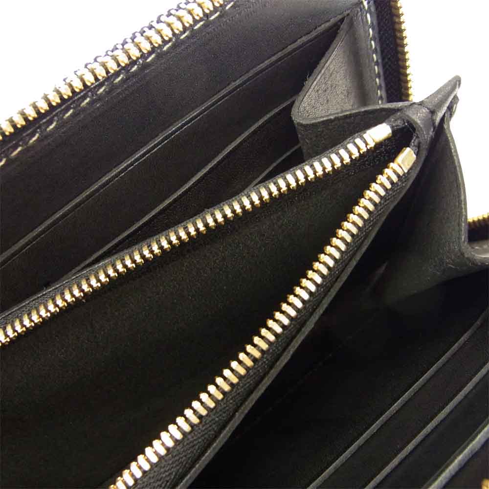 Anachronorm アナクロノーム BRASSBOUND LARGE WALLET レザー×キャンバス ラウンドジップ ウォレット ブラック系 グレー系【新古品】【未使用】【中古】