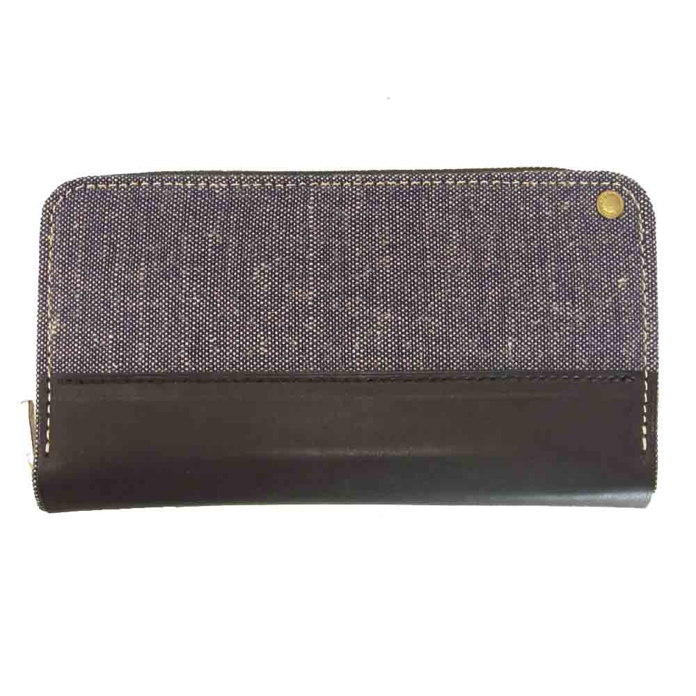 Anachronorm アナクロノーム ANBB-022 BRASSBOUND LARGE WALLET レザー×キャンバス ラウンドジップ ウォレット ブラック系 グレー系【新古品】【未使用】【中古】