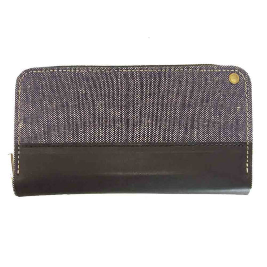 Anachronorm アナクロノーム ANBB-022 BRASSBOUND LARGE WALLET レザー×キャンバス ラウンドジップ ウォレット ブラック系 グレー系【新古品】【未使用】【中古】