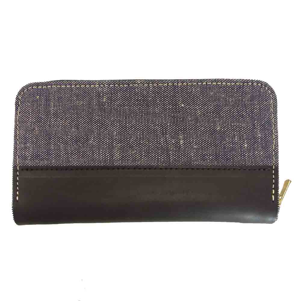Anachronorm アナクロノーム ANBB-022 BRASSBOUND LARGE WALLET レザー×キャンバス ラウンドジップ ウォレット ブラック系 グレー系【新古品】【未使用】【中古】