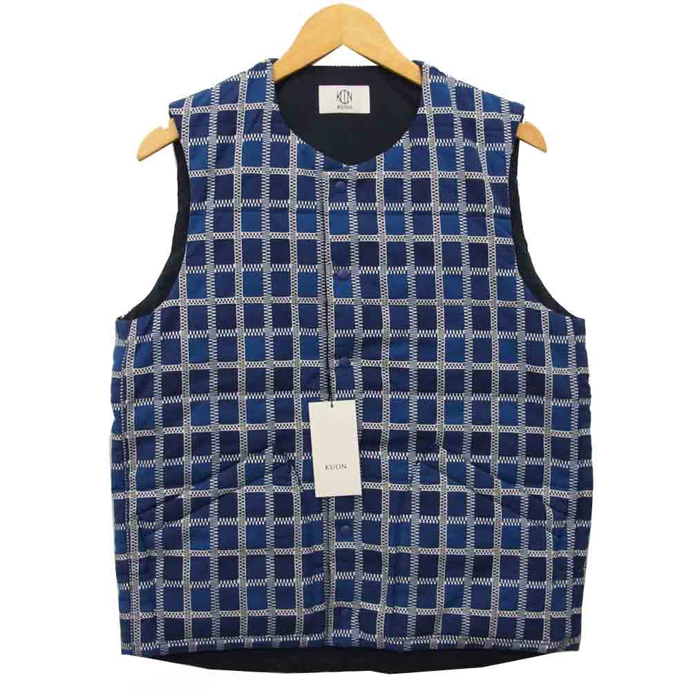 クオン 1902-VT01 YOSHINO PLAID VEST 吉野格子 ベスト ブルー系 M【新古品】【未使用】【中古】