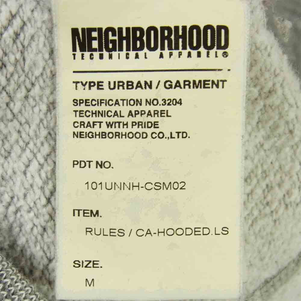 NEIGHBORHOOD ネイバーフッド 101UNNH-CSM02 RULES / CA-HOODED.LS 後付け パーカー グレー系 M【中古】
